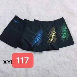 a406 Men's Plus Size Square-Leg Swim Trunks - Modest Design for Beach & Hot Springs (XXXXL up to 75kg) Suitable/117 Blue 10ea