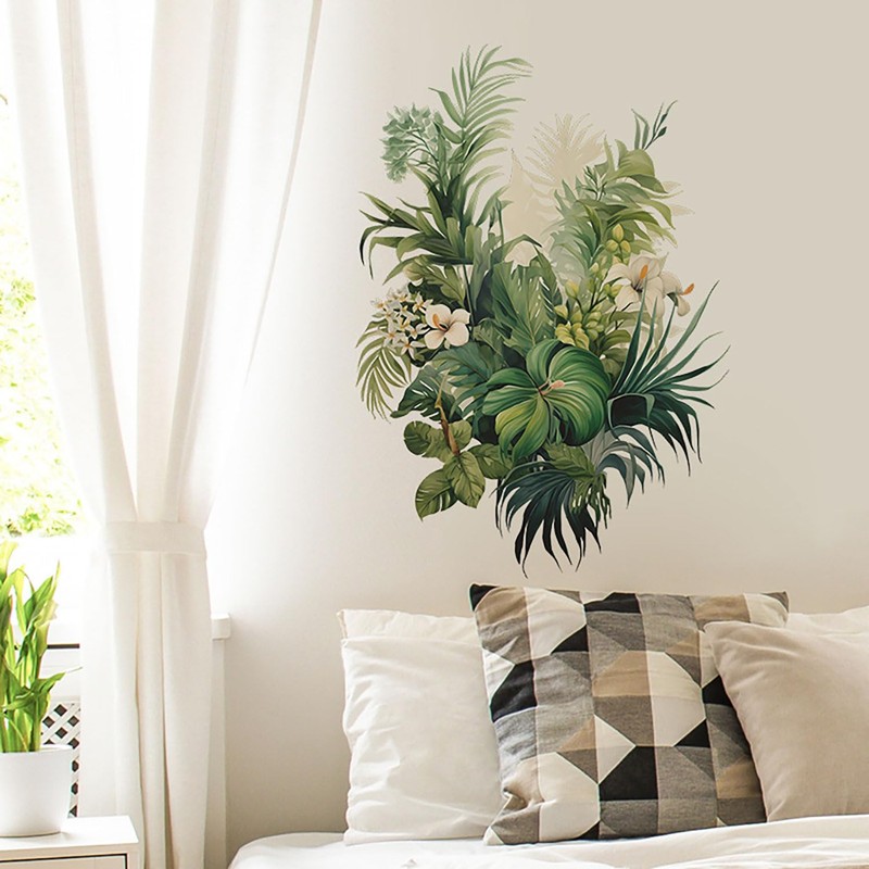 CharmFlo Botanical Wall Decals with Palm Leaves Lush Green Foliage