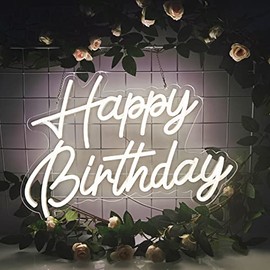 El logotipo de neón de cumpleaños feliz se puede reutilizar con el decorado de fiesta de cumpleaños LED blanco cálido operación USB para la fiesta de 