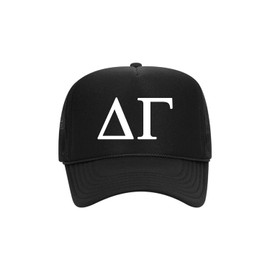 Delta Gamma Sorority Trucker Hat - Dee Gee Baseball Cap - DG Pedge Gifts (Black)