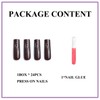MERVF Long Square Press on Nails Brown Fake Nails Solid