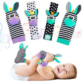Baby Toys 0-6 Months - Baby Wrist and Ankle Rattles Foot Finder Rattle Sock Hand and Feet Rattles for Babies Sensory Toys Arm Wristband Rattle Strap Toy for 0-12 Months Infant Boys Girls Gift