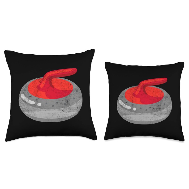 vintage curling stone Throw Pillow