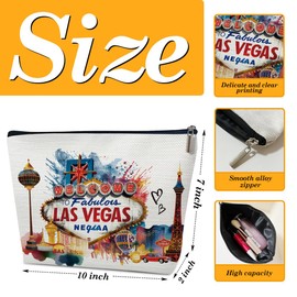 Ythuil Las Vegas Travelling Gifts Makeup Bag, City Travel Cosmetic Bag for Purse, Watercolor Makeup Bag, Las Vegas Souvenir Bag, Trip Favors for Traveller Las Vegas Lovers, City Themed Organizer