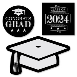 Big Dot of Happiness Graduation Cheers - DIY Shaped 2024 Graduation Party Cut-Outs - 24 Count