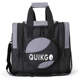 QUIKGO Bowling Bag for Single, Tote Bowling Bag with Padded Holder, Fits Bowling Shoes Up to Mens Size 14, Built-in Accessories Mesh Pocket