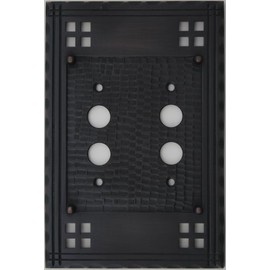 Arts & Crafts Mission Style Oil Rubbed Bronze 2 Gang Switch Plate - 2 Push Button Light Switch Openings