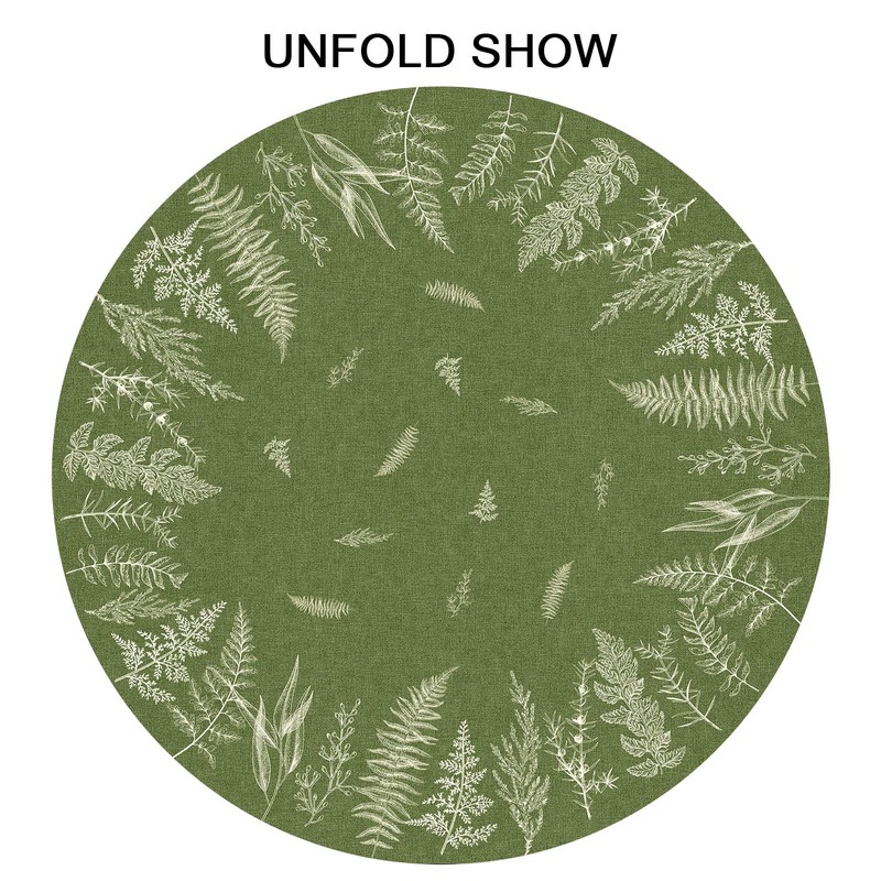 Kawani Spring Summer Leaf Tablecloth Round 60 Inch Green Plant