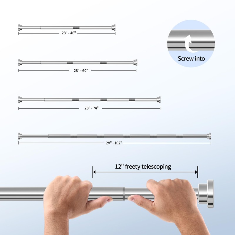 Mcrbeay Shower Curtain Rod, 1" Diameter Heavy Duty Tension Shower