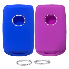 KUSTSOFT Silicone Rubber Key Fob Cover Compatible with 2019-2024 Mazda 3 6 CX-30 CX-5 CX-9 CX-50 WAZSKE11D01 662F-SKE11D010 2Pcs(Blue Purple)