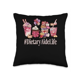 Dietary Aide Women Coffee Lovers Funny Valentines Day Hearts Throw Pillow