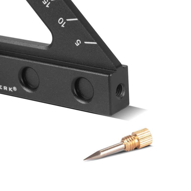 STAHLWERK Angle triangle with stop and marking needle, metric aluminium