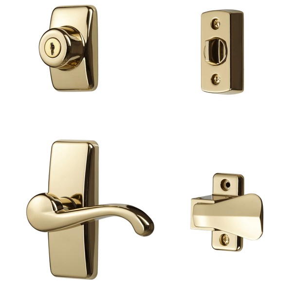 Ideal Security Inc. HK01-I-022 GL Lever Set for Storm and Screen Doors, 4-Piece, Bright Brass