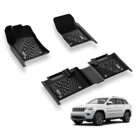 3W Floor Mats Compatible for Jeep Grand Cherokee 2013-2015 (Non L) TPE All Weather Custom Fit Floor Liner 1st and 2nd Row Full Set Car Mats, Black