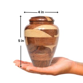 Prime Art Wooden Urns for Human Ashes Adult Cremation Urns for Adult Ashes Funeral Urns Wooden Urn Box Wooden Pet Urn Wooden Memorial Urn for Ashes (Green Resin, Small (65Cu/Inches))