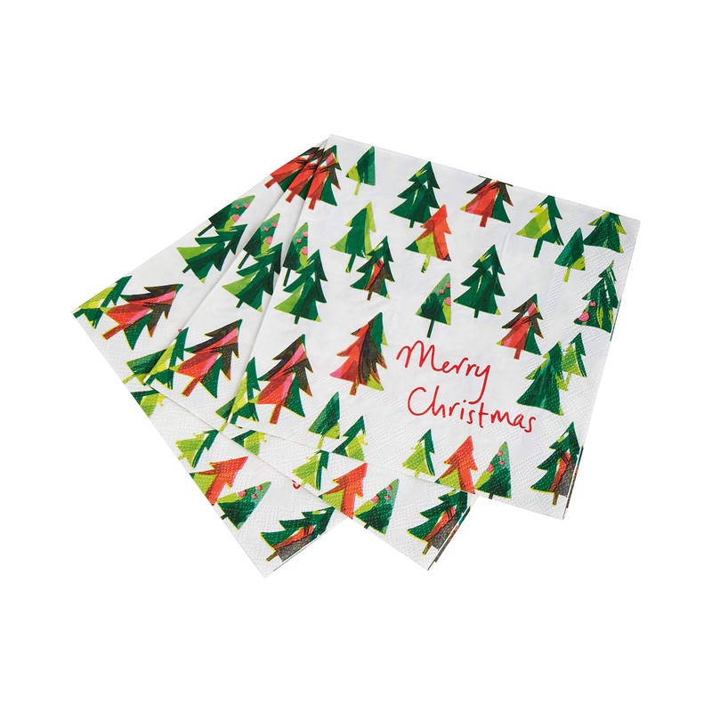 Talking Tables Pack of 21-Recyclable Christmas Tree Napkins Zero Plastic-Perfect