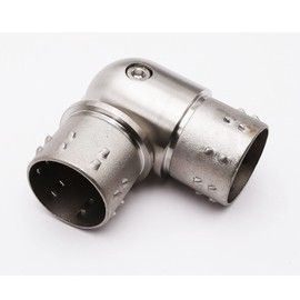 Stainless Steel 316 Grade Adjustable Flush Joiner Angle Elbow Connector for 2" OD (16 Gauge) Round Tube Handrail Fitting, Stain Finished