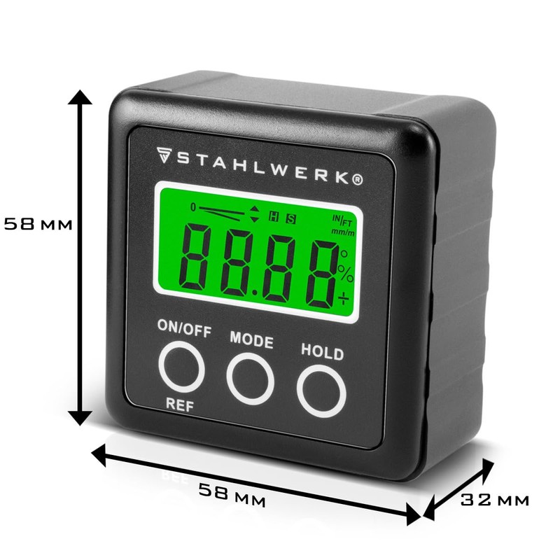 STAHLWERK Digital Protractor LB-360 ST Inclinometer, Level Box, Inclinometer with