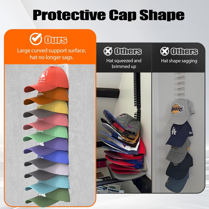 HeQe Hat Organizer for Baseball Caps Hold Up to 40