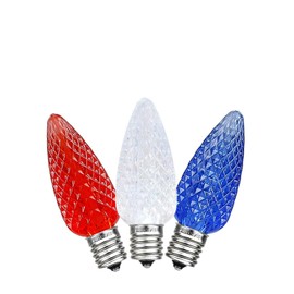 Novelty Lights 25PK C7 LED Faceted Ultra Bright Dimmable Outdoor USA July 4th Christmas Light Replacement Bulbs LED Replacement Bulbs, Led Bulbs, Outdoor Light Bulbs String Light Bulbs