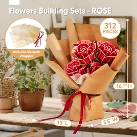 CubicFun 3D Puzzle for Adults Kids - Roses Building Toy for Kids 312 Piece - Roses for Home Decor & Display - Gift Idea for Plant & Flower Lovers, Desk Decoration Gift for Graduation