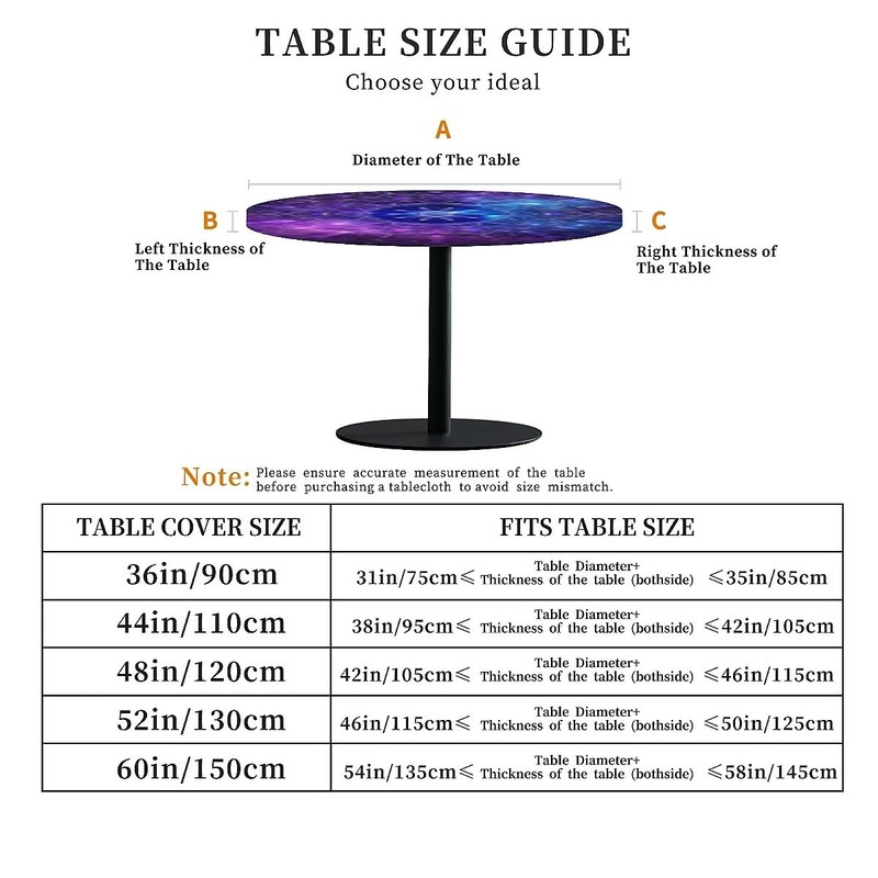 Outdoor round tablecloth with elastic band, diameter 44 inches -