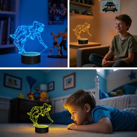 OkiyiD Wrestling Gifts for Men, Wrestling Night Light 3D Illusion Lamp with 16 Colors Remote Control, Gift for Boys Wrestlers Birthday Xmas Decor