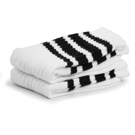BomKinta Striped Crew Socks Women - Retro Novelty Socks - Stretchy Casual Athletic Cotton Sock Size 5-11 2 Pairs White White