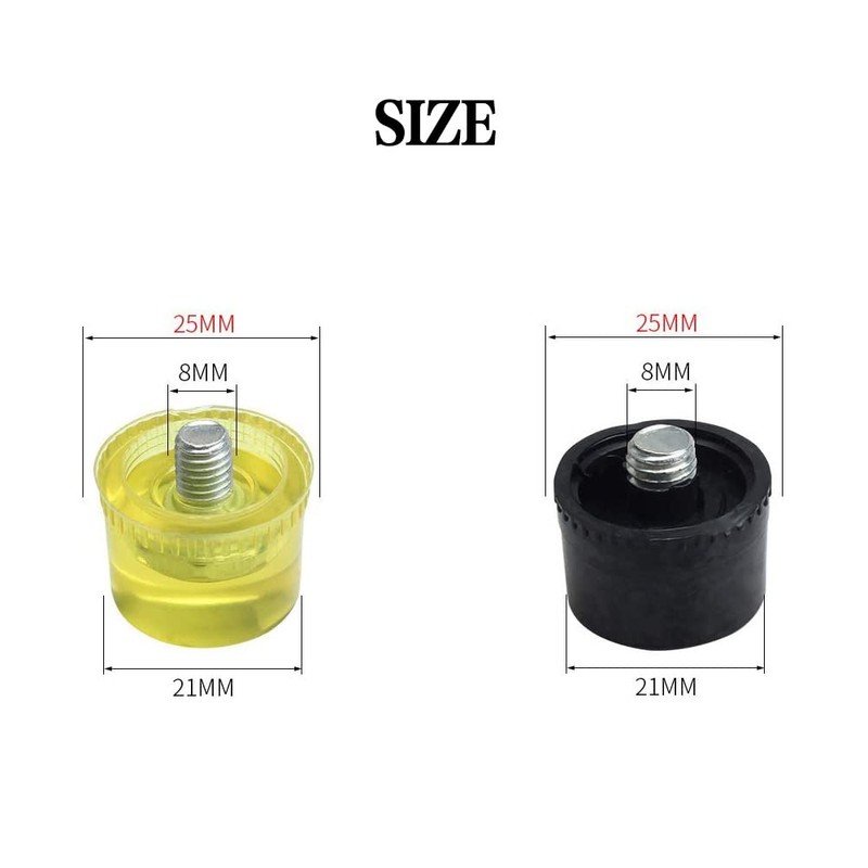 4 Pcs Rubber Striking Head Hammer Replacement 25mm Diameter Mallet