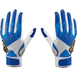 ZETT BG798B Neo Status Baseball Batting Gloves, For Both Hands, Blue x Silver (2313), Small Size