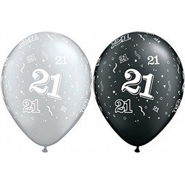 Qualatex 25065 Age 21 Assorted 11"/ 11-inch Round Latex Party Balloons (Pack of 25)