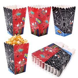 SAVITA 24pcs Popcorn Boxes, 4.72x2.76x1.97in Red Black Cartoon Popcorn Bag Containers Creative Candy Snack Food Containers Game Theme Party Supplies for Home Movie Theater