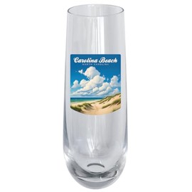 Carolina Beach North Carolina, Beach and Sand Dunes Design Souvenir 10oz Champagne Flute 4-Pack