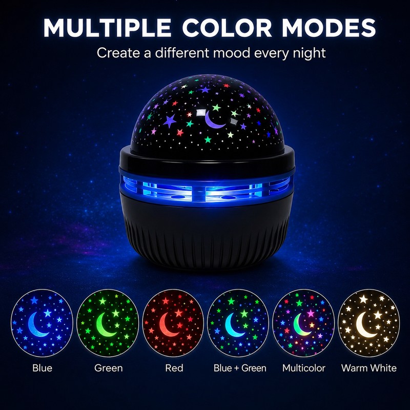 USB Star Moon Projector Light 5V LED Rotating Night Light
