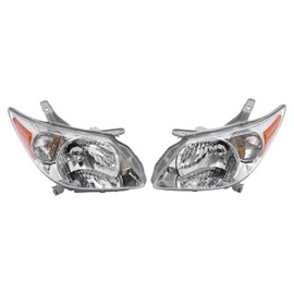 QUEWATSA Halogen Headlight Assembly Set for 2005-2008Pontiac Vibe Wagon,Headlamp Driver&Passenger Side Replacement,Front Headlights Silver Orange Housing Clear Reflector