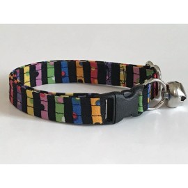 HANDMADE COLORFUL STRIPES AND POLKA DOTS PRINT ADJUSTABLE BREAKAWAY CAT  COLLAR