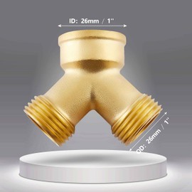 Litorange 1 PCS Lead-free Brass Body Backyard 2 Way Y Valve Garden Hose Connector MHT 3/4" Inch Thread Splitter Adapter + 2 Rubber Hose Washers