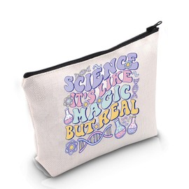 POFULL Science Gift Science Lover Gift Chemistry Physics Teacher Gift Science It's Like Magic But Real Cosmetic Bag (Science It's Like)