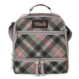 Tilami Lunch Bags Insulated Adjustable Strap Zipper, Water-Resistant Cooler Bags, Bento Bags for Kids Toddlers, Pink Plaid
