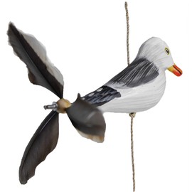 ART-CRAFT Seagull Rudil with Feather Propeller with 3 Birds Wooden Animal Figures as Maritime Decoration, Balcony Decoration or Garden Decoration