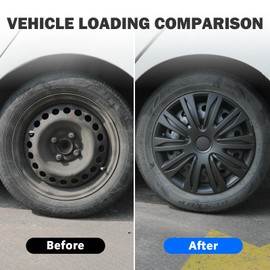 AUTOWIKI 17" Wheel Rim Cover Universal Hubcaps Snap On Car Truck SUV ABS & PC Material Wheel Covers Snap Clip for Car Accessories Tire Rim Replacement, Set of 4 (17 Inch, Matte Black)