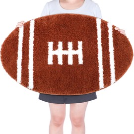 Tinideya Football Bathroom Rugs Tufted Non Slip Bath Mat Sports Football Area Rug Fall Door Mat for Bathroom Home Bedroom Decor, 19.69 x 31.5 Inch