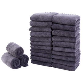 Sunny zzzZZ 24 Pack Kitchen Towel (Grey, 10 x 20 Inch) - Does Not Shed Fluff - No Odor Reusable Dish Towels, Premium Dish Cloths, Super Absorbent Coral Fleece Cleaning Towels