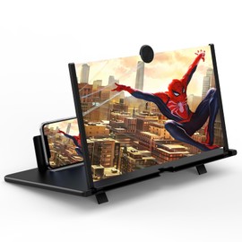 14" Screen Magnifier for Cell Phone,3D HD Magnifying Projector Screen Enlarger for Movies, Videos and Gaming, Foldable Phone Stand Holder with Screen Amplifier, for All Smartphones (Black 14")