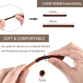 YMCCOOL 8 Pieces Eyeglass Ear Cushions,Soft Knitting Cotton Fabric Glasses Ear Grippers Anti Slip Temple Tips Sleeve Retainer,Glasses Arm Cushion for Glasses Sunglasses Eyewear,Black