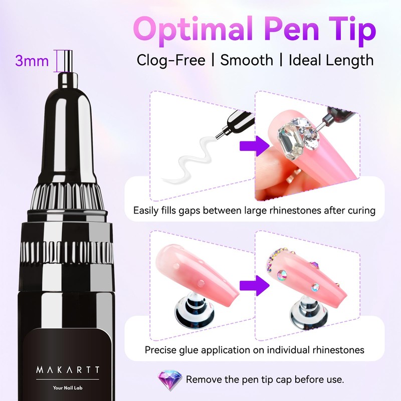 Makartt Nail Rhinestone Glue Gel, Upgrade Gel Nail Glue with