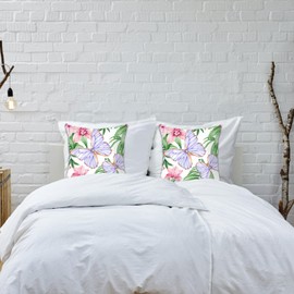 Betadistor Set of 2 Butterflies Decorative Pillow Covers 18x18inch Vintage Floral Pillowcases Modern Square Cushion Cases for Sofa Couch Home Decor, Butterflies, 506-0106