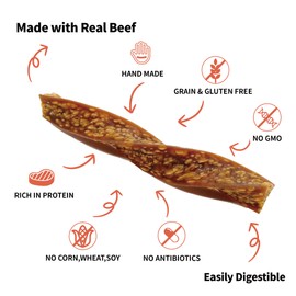 LuvChew Beef Dog Chew Twist Sticks, Puffed Human Grade Beef Dog Treat Sticks, Rawhide Alternative, Easy to Digest 10pcs/Pack