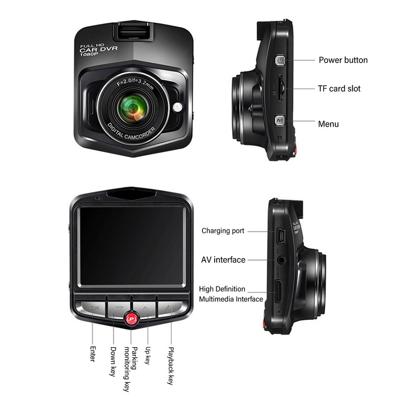 Car Dashcam, 2.4in Clear Image High Definition 1080P Car Driving