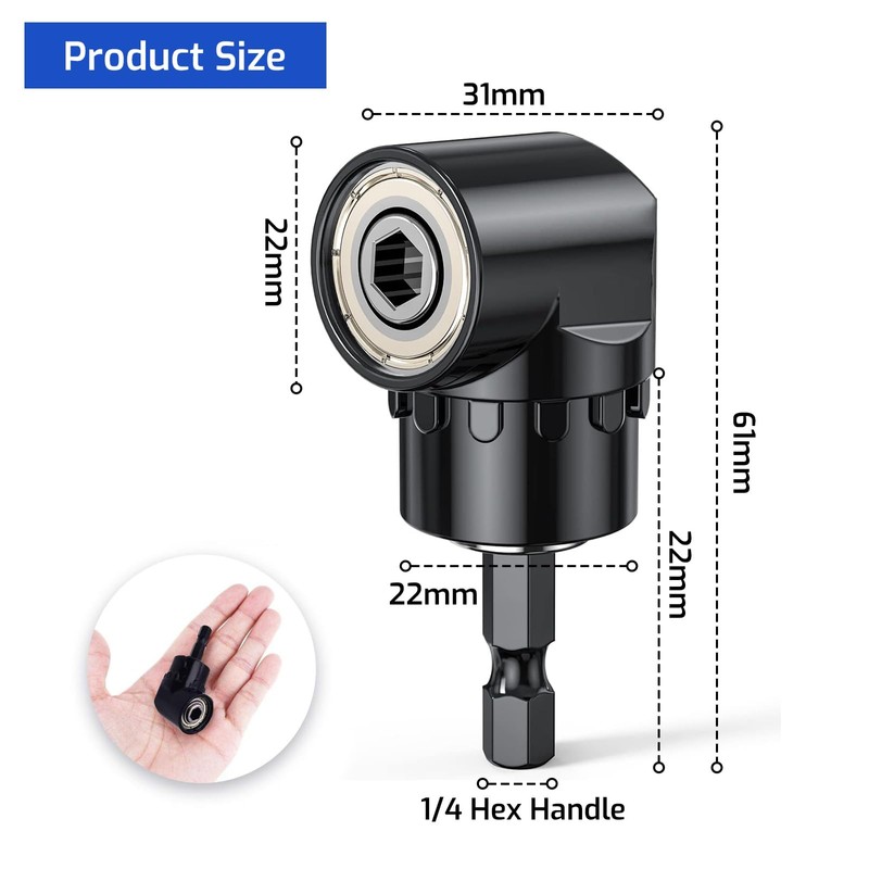 Nevoluxer Angle Screwdriver Attachment 1/4 Inch Quick Change System, Angle